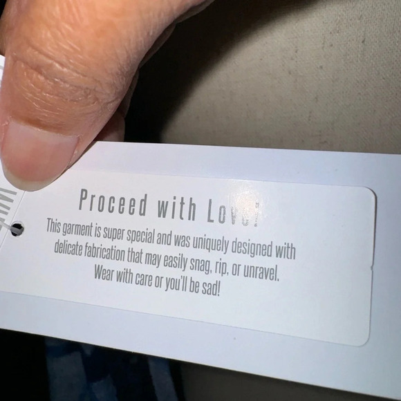 NWT LulaRoe Blue White Ocean Water Long Duster Crochet Lace Trim Womens M - Picture 5 of 6